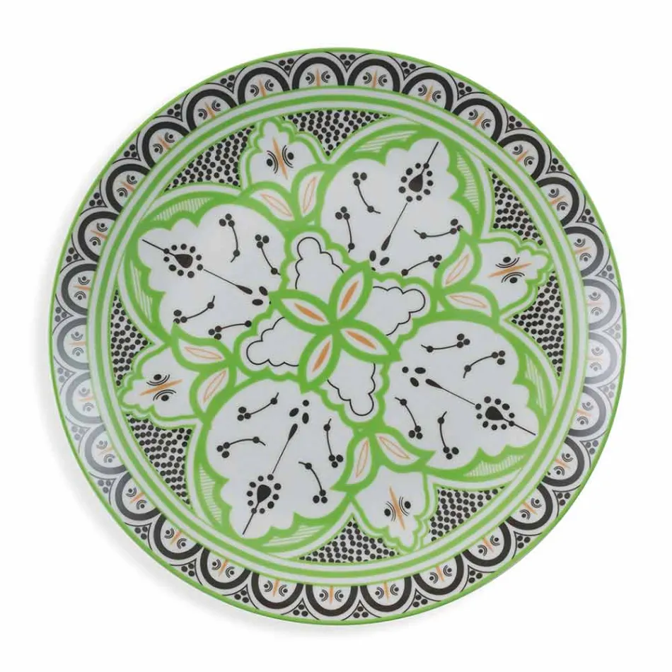 Servicio de platos étnicos en porcelana y gres coloreado y moderno 18 piezas - Fez Viadurini