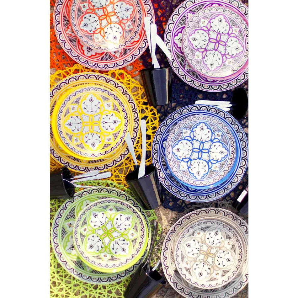 Servicio de platos étnicos en porcelana y gres coloreado y moderno 18 piezas - Fez Viadurini