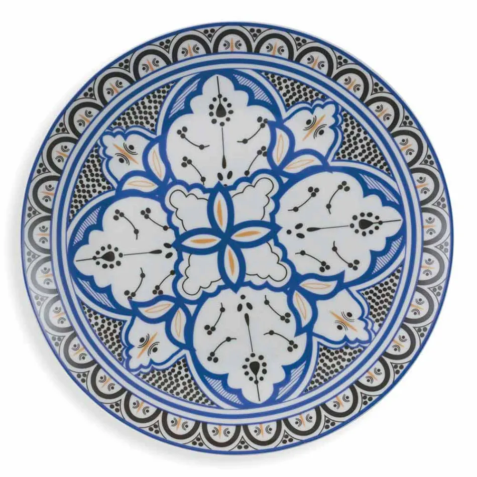 Servicio de platos étnicos en porcelana y gres coloreado y moderno 18 piezas - Fez Viadurini