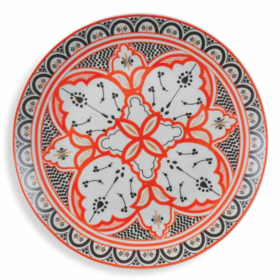 Servicio de platos étnicos en porcelana y gres coloreado y moderno 18 piezas - Fez Viadurini