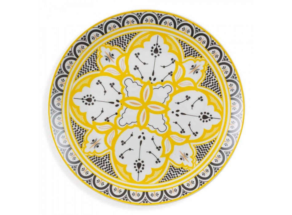 Servicio de platos étnicos en porcelana y gres coloreado y moderno 18 piezas - Fez Viadurini