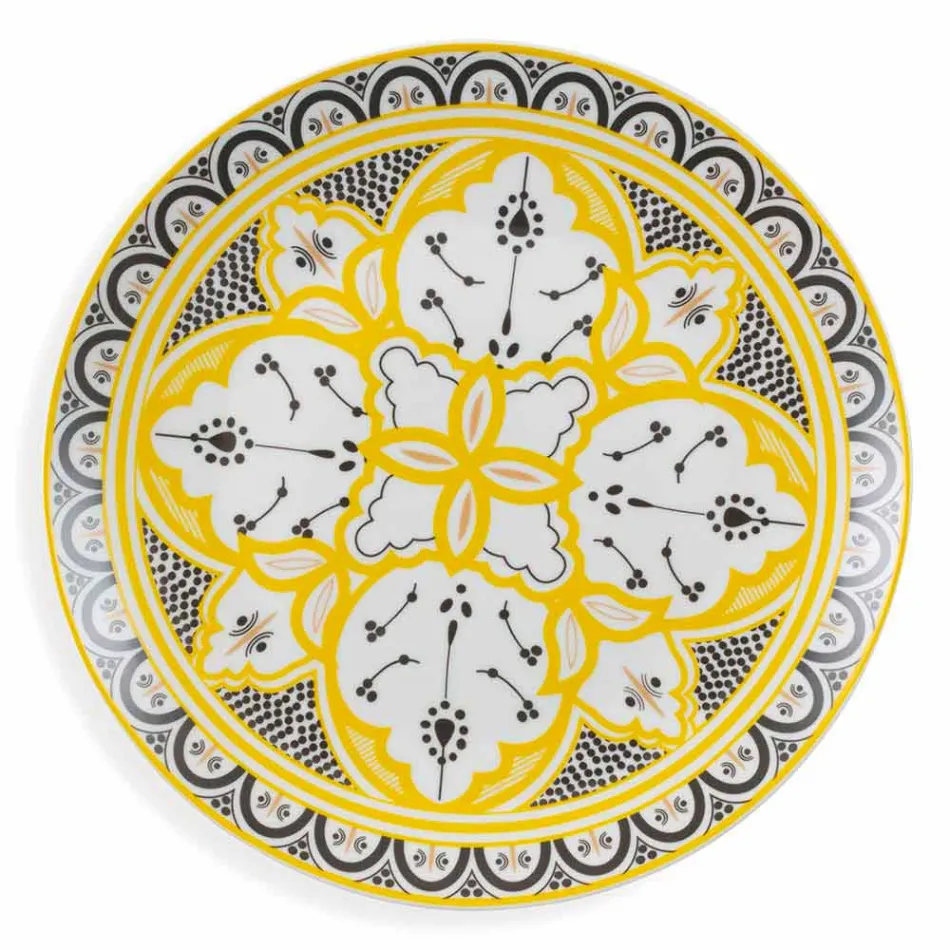 Servicio de platos étnicos en porcelana y gres coloreado y moderno 18 piezas - Fez Viadurini