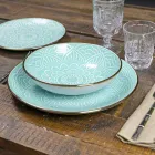 Servicio de vajilla en Duro Dolomita Gris, Celeste o Azul 18 Piezas - Árabe Viadurini