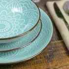 Servicio de vajilla en Duro Dolomita Gris, Celeste o Azul 18 Piezas - Árabe Viadurini