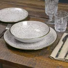 Servicio de vajilla en Duro Dolomita Gris, Celeste o Azul 18 Piezas - Árabe Viadurini