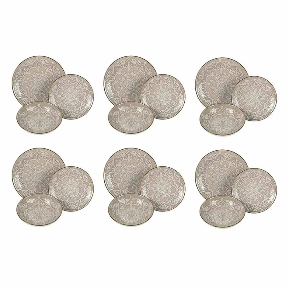 Servicio de vajilla en Duro Dolomita Gris, Celeste o Azul 18 Piezas - Árabe Viadurini