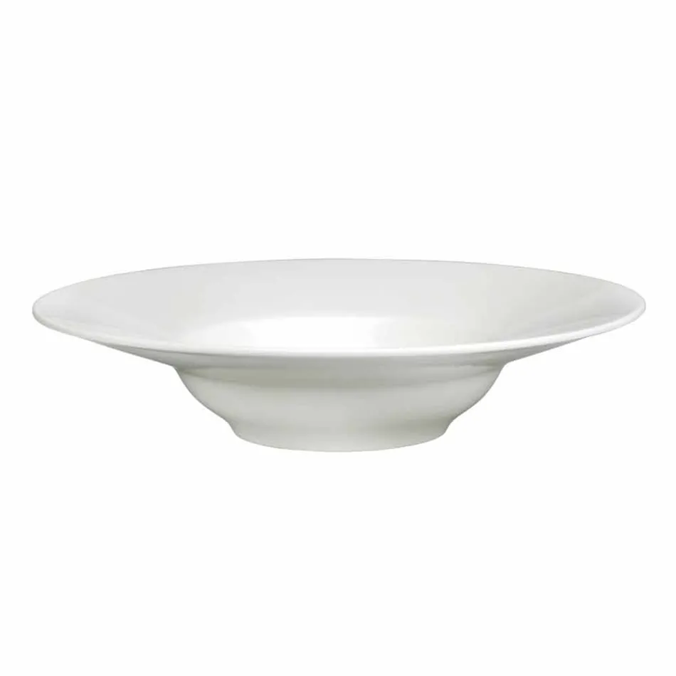 Vajilla de porcelana blanca con 23 piezas de diseño moderno y elegante - Nalah Viadurini