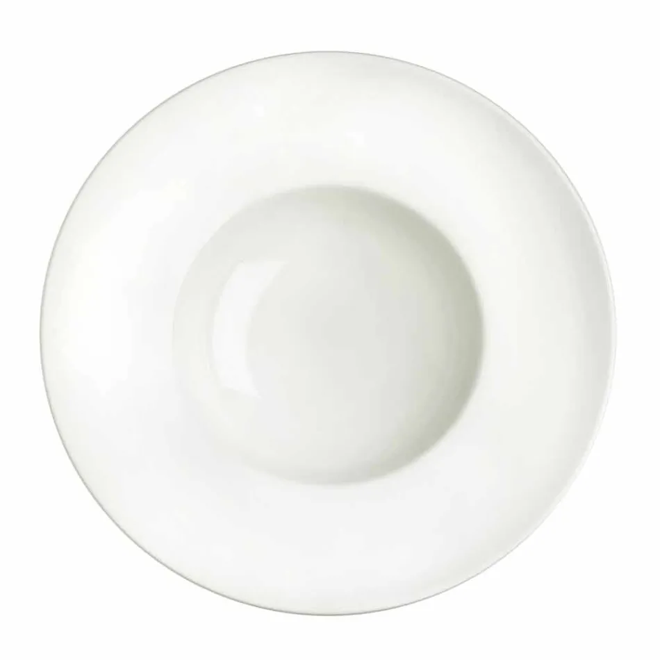 Vajilla de porcelana blanca con 23 piezas de diseño moderno y elegante - Nalah Viadurini