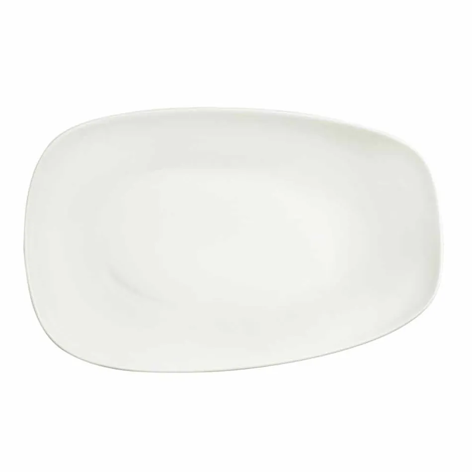 Vajilla de porcelana blanca con 23 piezas de diseño moderno y elegante - Nalah Viadurini