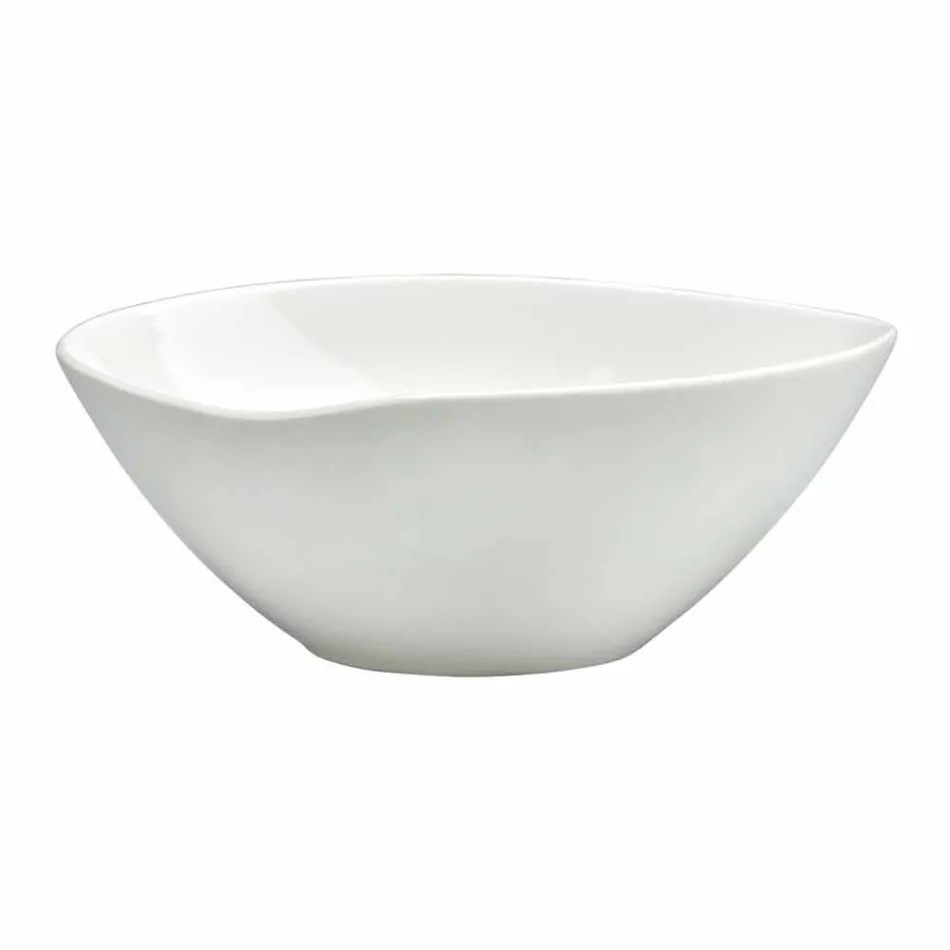 Vajilla de porcelana blanca con 23 piezas de diseño moderno y elegante - Nalah Viadurini