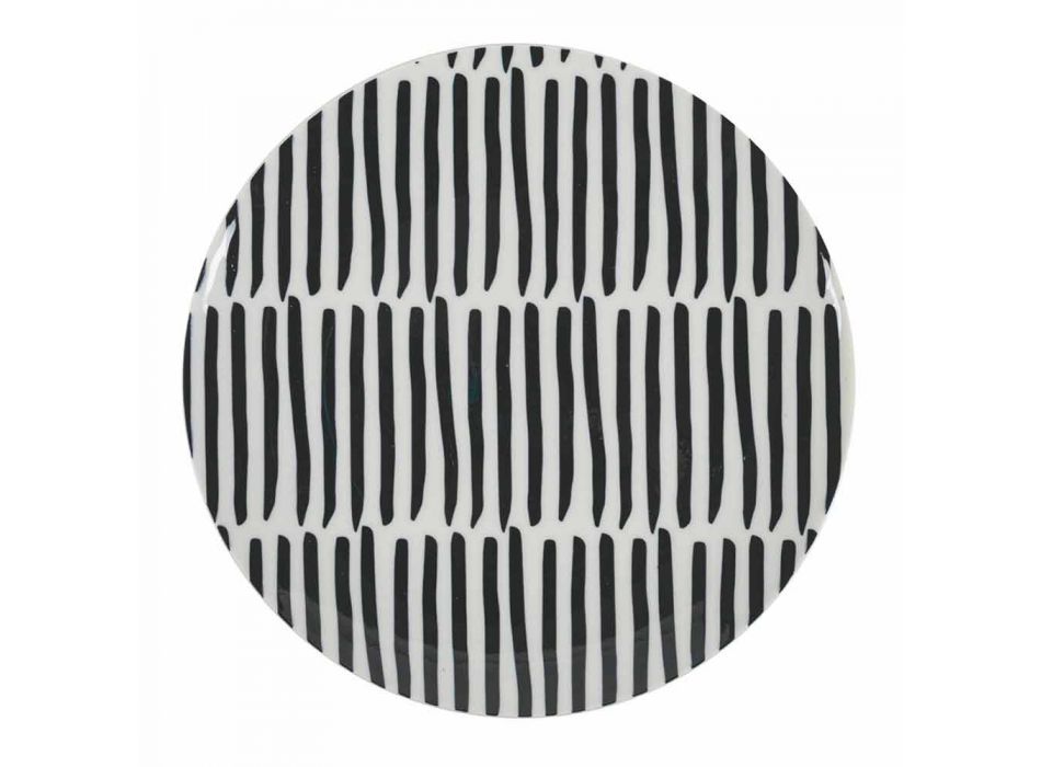 Juego de vajilla de porcelana en blanco y negro de diseño elegante, 18 piezas - Tanzania Viadurini