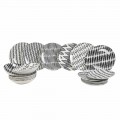 Juego de vajilla de porcelana en blanco y negro de diseño elegante, 18 piezas - Tanzania