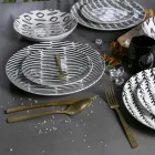 Juego de cubiertos de acero dorado satinado efecto tortuga 24 piezas - Rock Viadurini