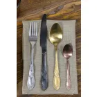 Cubertería de acero satinado de colores Diseño completo de 24 piezas - Fantasía Viadurini