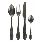 Juego de cubiertos de acero satinado negro o dorado completo de 24 piezas - Fantasía Viadurini