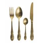 Juego de cubiertos de acero satinado negro o dorado completo de 24 piezas - Fantasía Viadurini