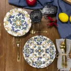 Juego de cubiertos de acero satinado negro o dorado completo de 24 piezas - Fantasía Viadurini