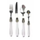 Juego de Cubiertos de Acero y Mango de Plástico Transparente 24 Piezas - Palazzo Viadurini