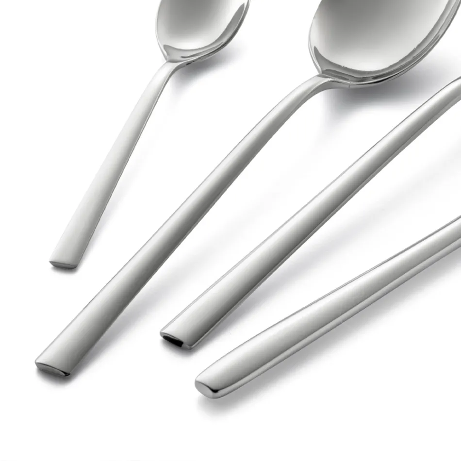 Juego de Cubiertos de Acero Inoxidable Pulido Diseño Cuadrado 24 Piezas - Bumbun Viadurini