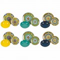 Servicio de mesa completo en porcelana y gres coloreado 18 piezas - Calabria