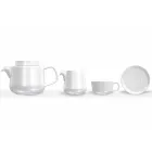 Servicio de Taza y Platillo con Tetera de Porcelana y Jarra de Leche 14 Piezas - Ártico Viadurini