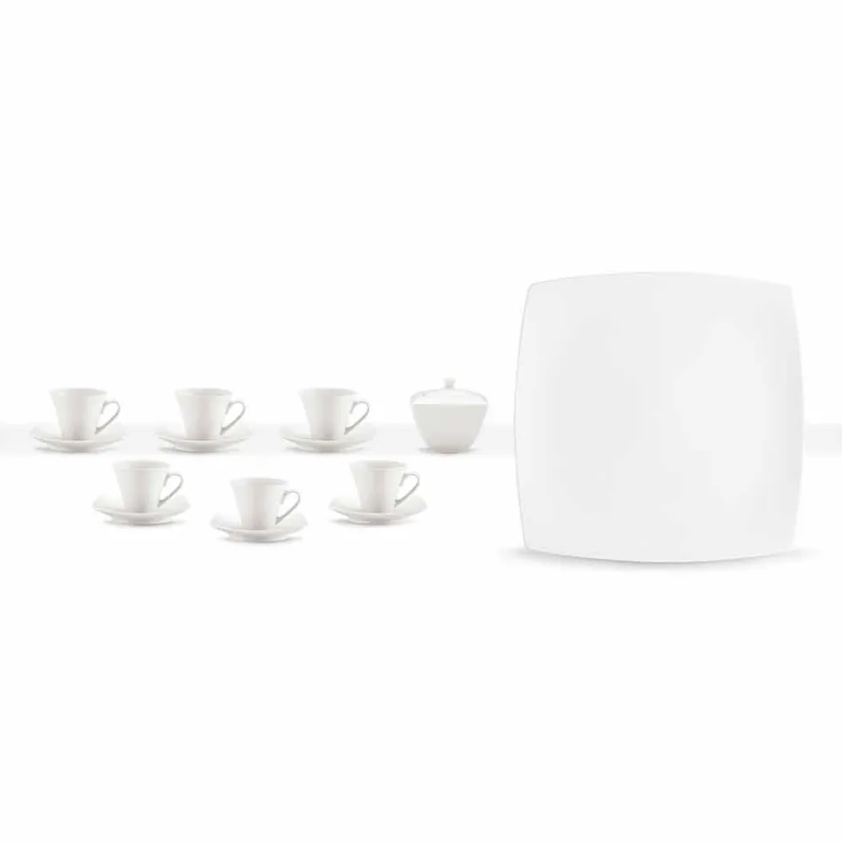 Servicio de tazas de café de porcelana blanca Diseño moderno 8 piezas - Duomo Viadurini