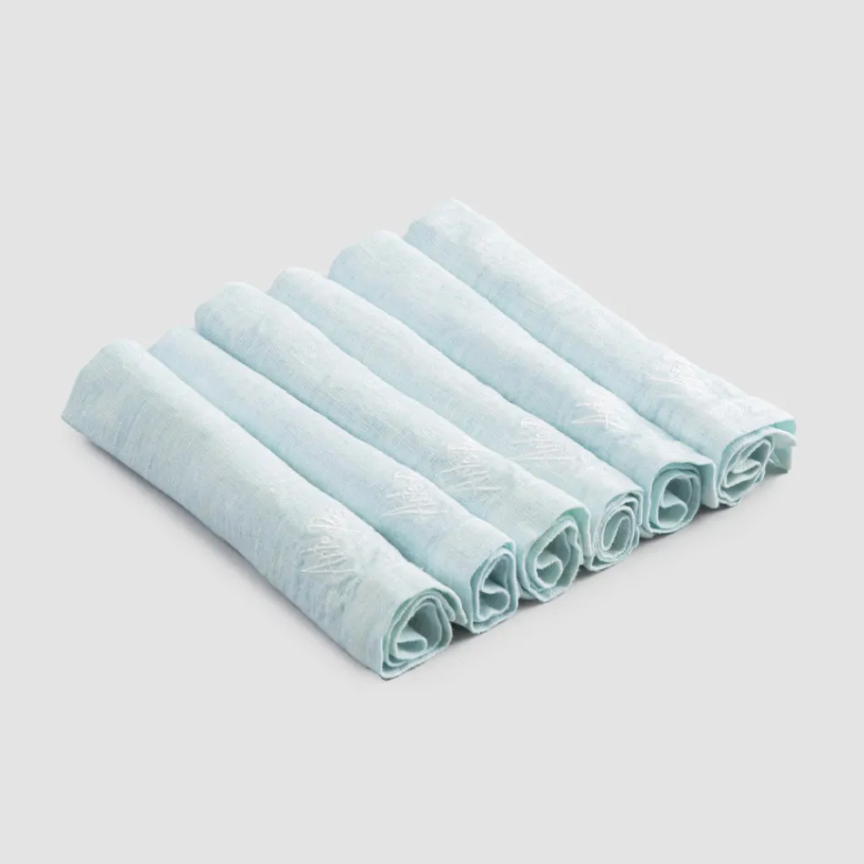 Servilletero Elegante de Lino con Borde Doblado, 6 Piezas de Colores - Onestini Viadurini