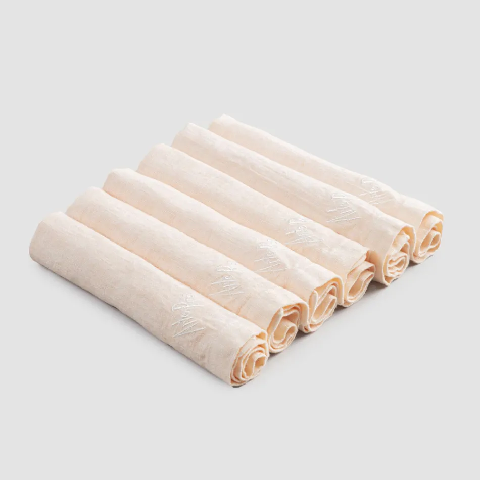 Servilletero Elegante de Lino con Borde Doblado, 6 Piezas de Colores - Onestini Viadurini