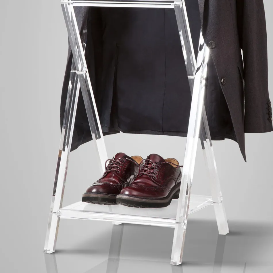 Servicio de valet plegable en cristal acrílico transparente - Stecla Viadurini