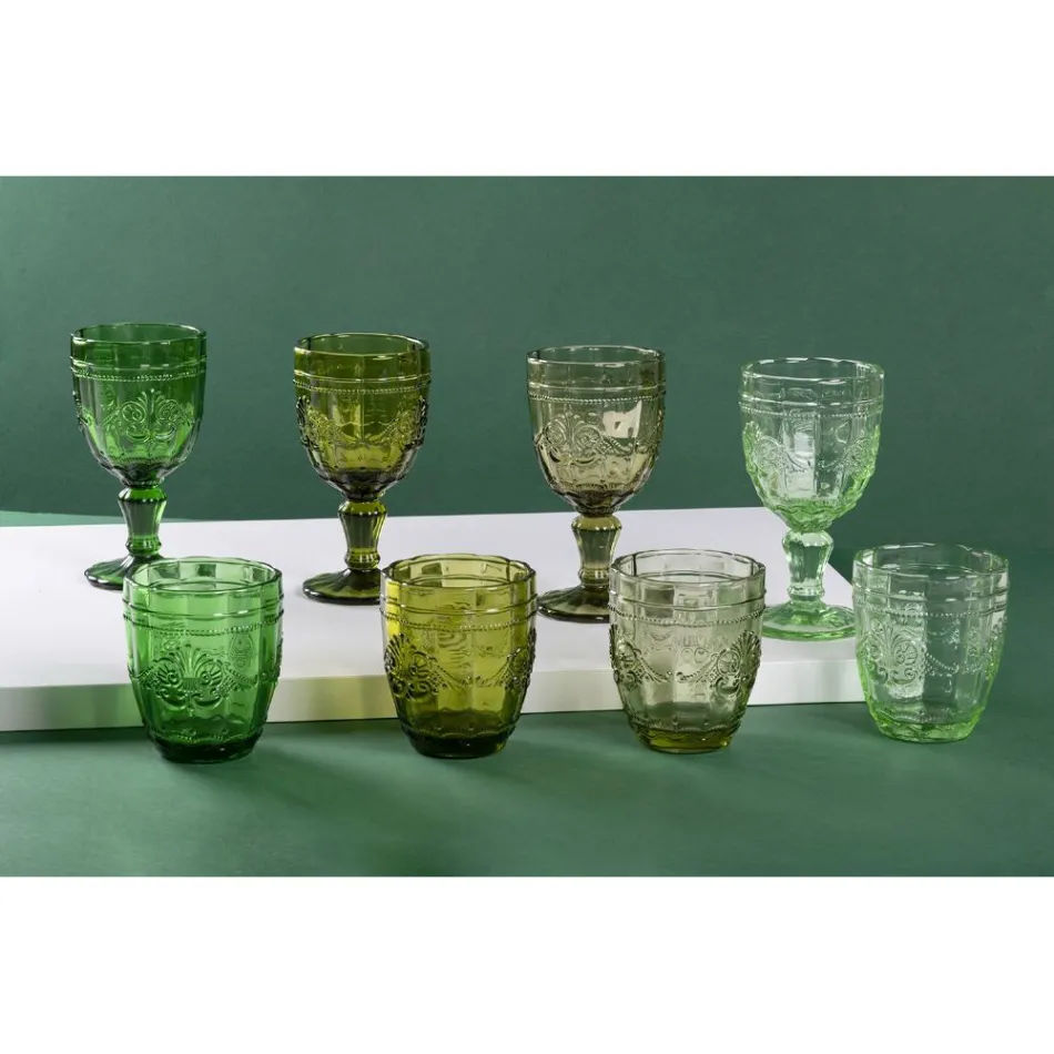 Juego de 12 Vasos de Agua de 265 ml de Vidrio con Decoración Arabesca - Árabe Viadurini