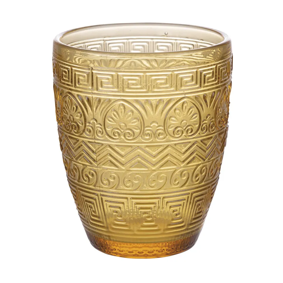 Juego de 12 vasos de agua de 300 ml en vidrio coloreado y relieve - Sirena Viadurini