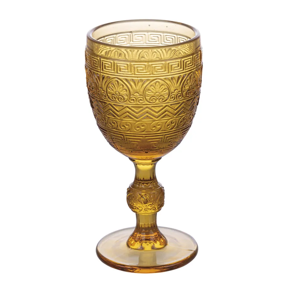 Juego de 12 Copas de 210 ml en Vidrio Coloreado y Trabajo en Relieve - Atardecer Viadurini