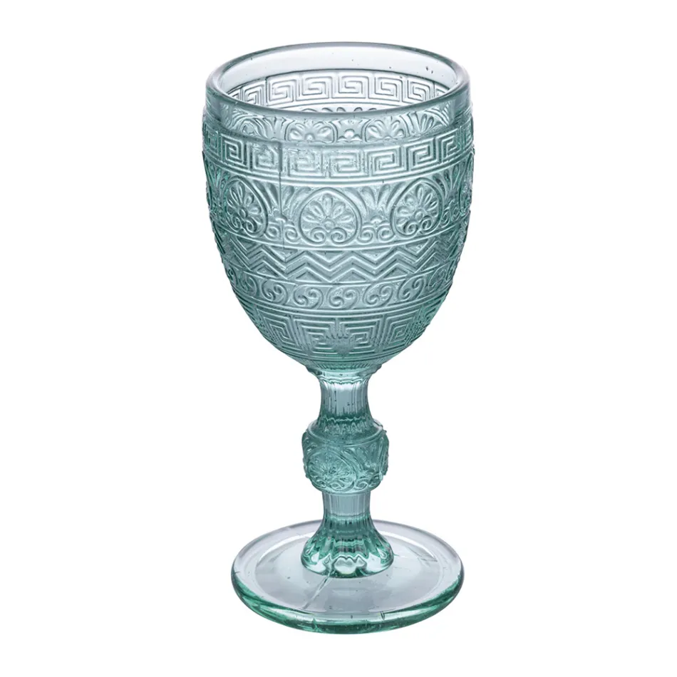 Juego de 12 Copas de 210 ml en Vidrio Coloreado y Trabajo en Relieve - Atardecer Viadurini