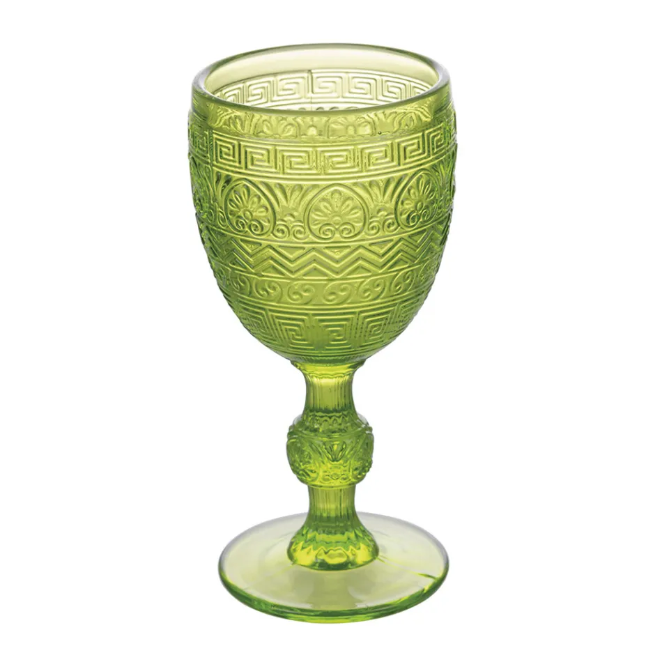 Juego de 12 Copas de 210 ml en Vidrio Coloreado y Trabajo en Relieve - Atardecer Viadurini