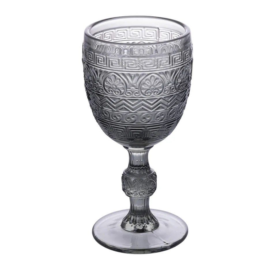 Juego de 12 Copas de 210 ml en Vidrio Coloreado y Trabajo en Relieve - Atardecer Viadurini