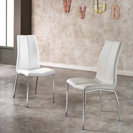 4 de septiembre sillas de diseño moderno de cuero de imitación y metal cromado Alba Viadurini
