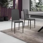 Juego de 4 sillas modernas en ecopiel blanca, gris o gris paloma - Dora Viadurini