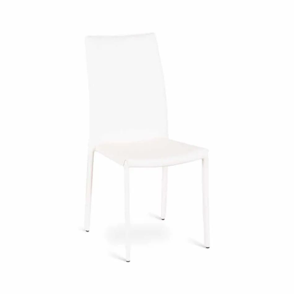 De septiembre de 4 sillas modernas de la alegría de la piel artificial, totalmente cubierto Viadurini