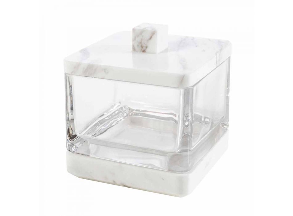 Accesorios de baño modernos en mármol calacatta y cristal carona. Viadurini
