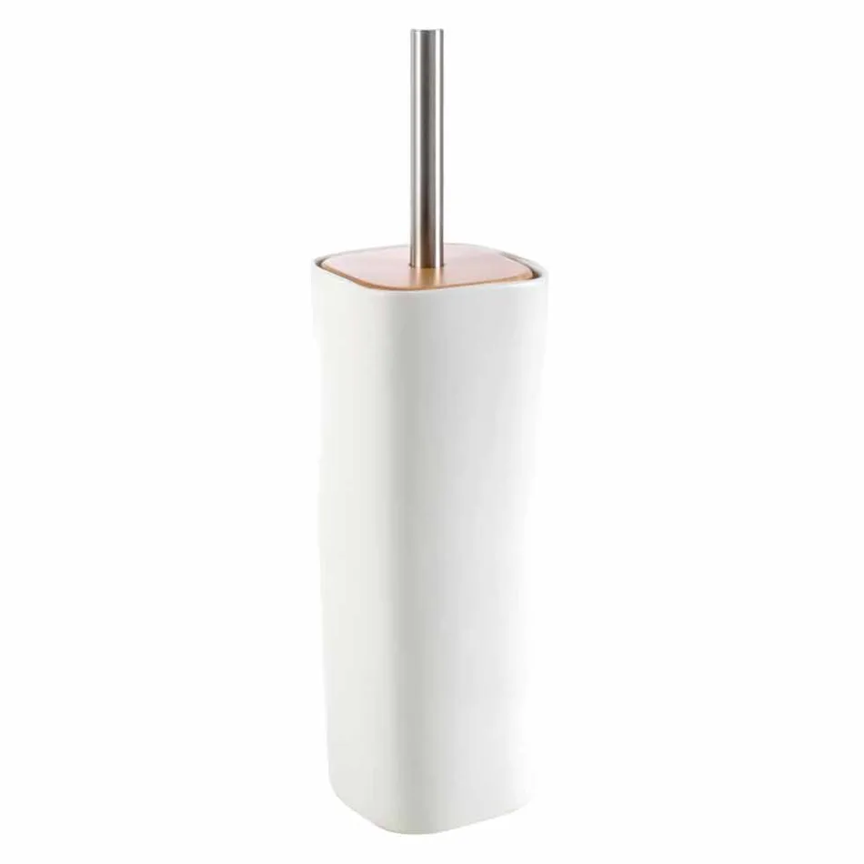 Carsoli moderno conjunto de accesorios de baño de cerámica y madera Viadurini