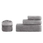 Juego de baño de 8 piezas en tejido de rizo de algodón puro, teñido en prenda, liso Viadurini