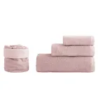 Juego de baño de 8 piezas en tejido de rizo de algodón puro, teñido en prenda, liso Viadurini