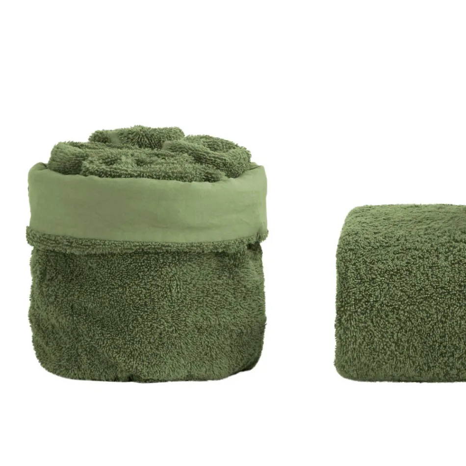 Juego de baño de 8 piezas en tejido de rizo de algodón puro, teñido en prenda, liso Viadurini