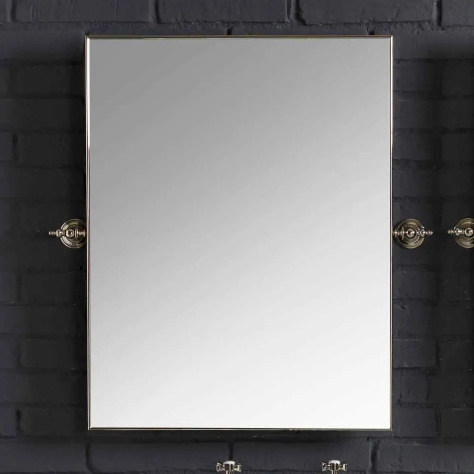 Set de baño con doble consola en cerámica blanca de estructura lineal Viadurini