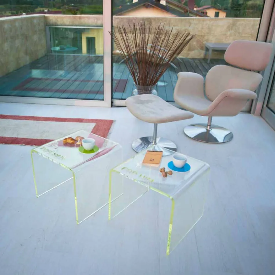 Mesitas de noche de diseño moderno en metacrilato Made in Italy - Leielui Viadurini