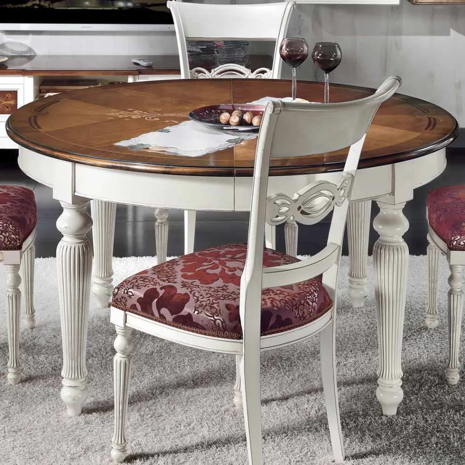 Juego de 4 sillas blancas de madera laminada y tela, fabricadas en Italia - Alite Viadurini