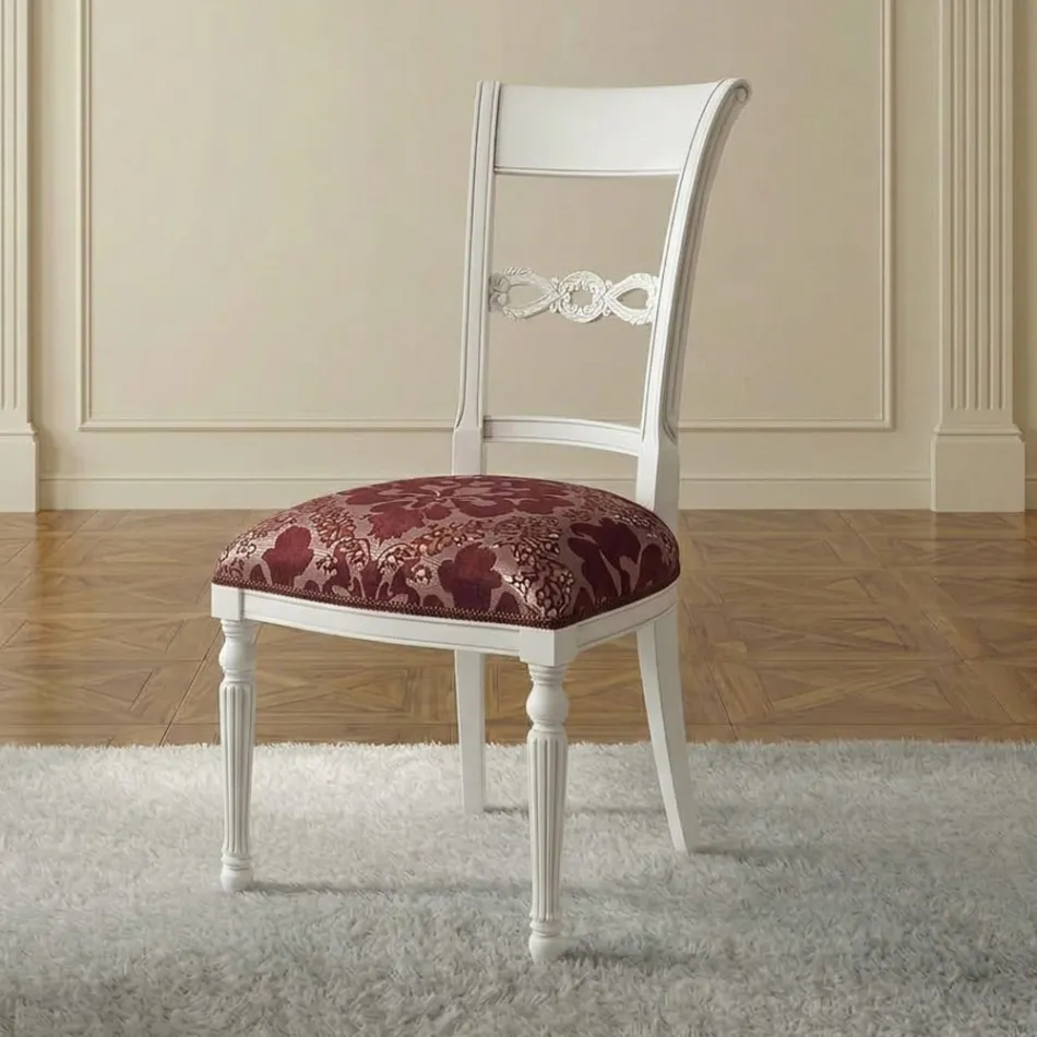 Juego de 4 sillas blancas de madera laminada y tela, fabricadas en Italia - Alite Viadurini