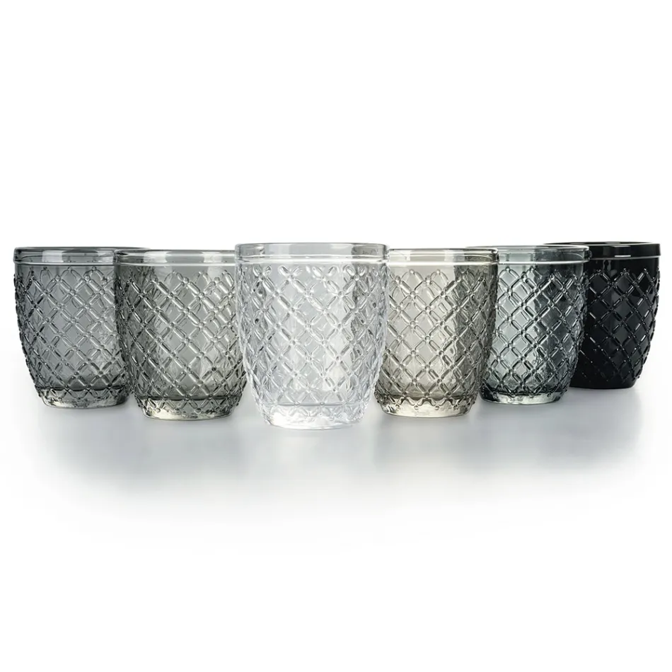 Juego de 12 vasos de 325 ml en pasta de vidrio coloreada - Castello Viadurini