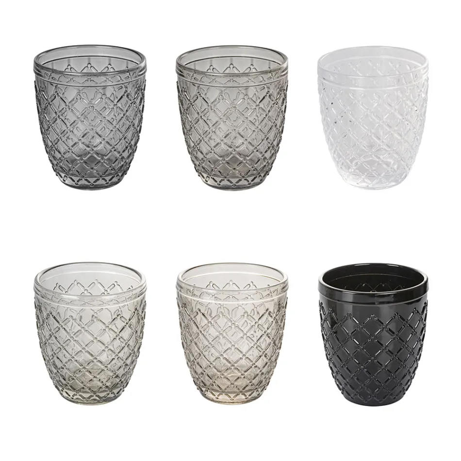 Juego de 12 vasos de 325 ml en pasta de vidrio coloreada - Castello Viadurini