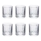 Set de 12 Vasos de Agua de 400 ml en Vidrio con Adornos de Diamantes - Wisky Viadurini